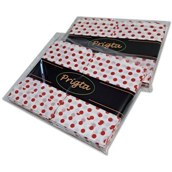 Papieren zakjes - 200 stuks - 10x16 cm - wit met rode stipjes - 40 gr/m2 / cadeauzakjes 