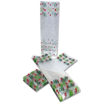 Kerstverpakking / cellofaanzakjes - 25 stuks - 7x4x22 cm / kerst zakjes verpakking