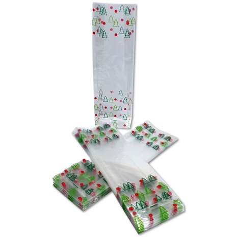 Kerstverpakking / cellofaanzakjes - 50 stuks - 7x4x22 cm / kerst zakjes verpakking