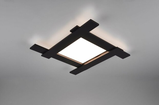 Belfast - Plafondlamp led - vierkant - mat zwart - 59 x 59 cm