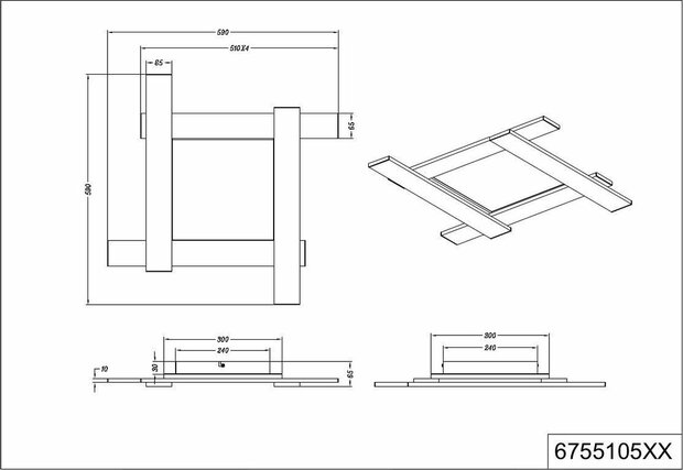 Belfast - Plafondlamp led - vierkant - mat zwart - 59 x 59 cm