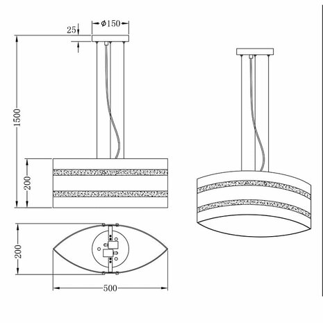 Hanglamp eettafel - Nikosia - mat glas / Zilver