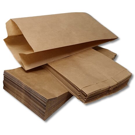 Broodzak papier - 50 stuks - klein 11x8x23 cm - bruin - lunchzak